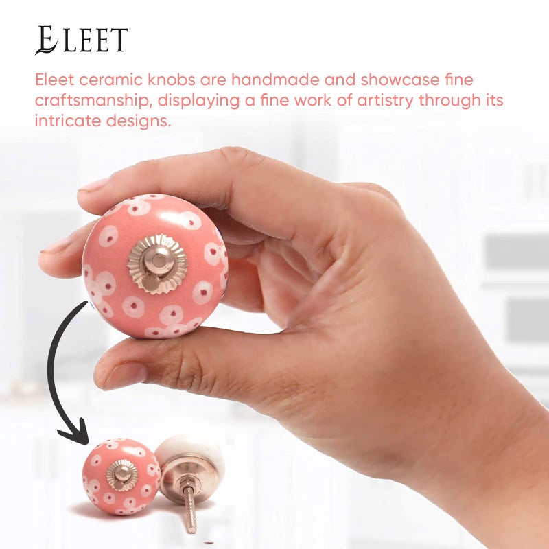 Eleet Assorted Ceramic Knobs Premium Quality Vintage Cabinet Cupboard Door & Drawer Pulls Chrome Hardware (12, Pink & White) - Image 4